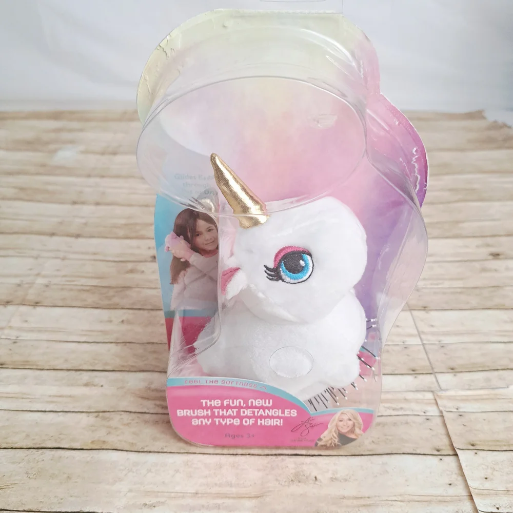 Tangle Pets Sparkles Unicorn Brush-in-a-Plush Detangling Brush - White and Gold